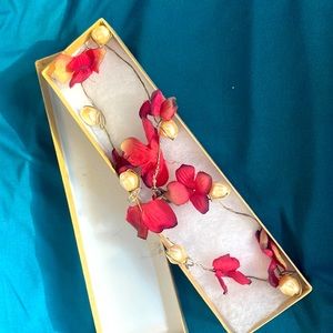 Pearl and cherry blossom bridal necklace